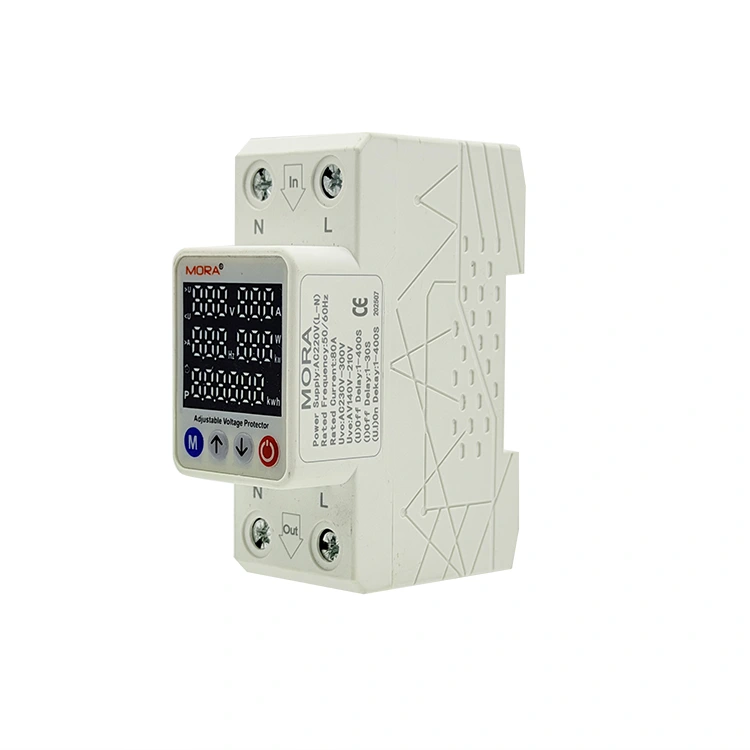 2P Smart Voltage Protector Typ M Fem digitala displayer